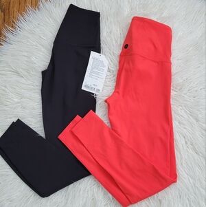 lululemon athletica Kids Colorblock Leggings in Coral and Black